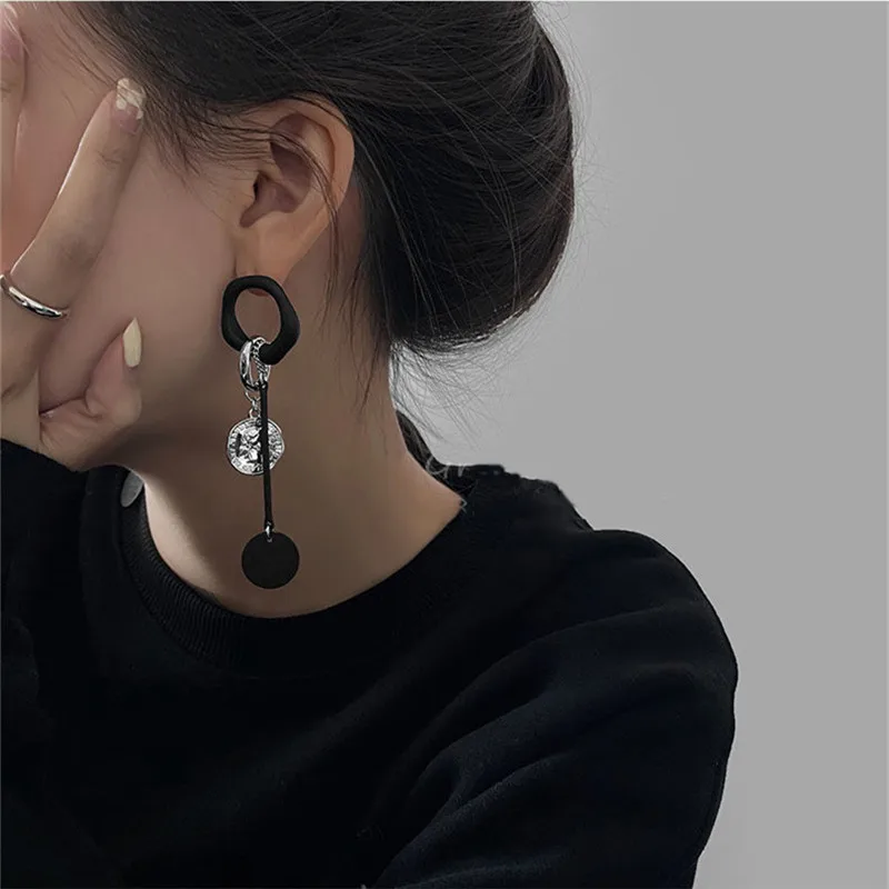 Black Long Portrait Pendant Earrings Europe And United States Temperament Personality Fashion Tassel Earrings Women Jewelry Gift