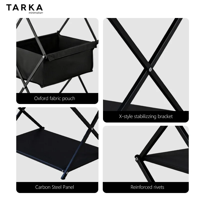 TARKA Camping Nuovo scaffale di stoccaggio Scaffale a tre strati Scaffale di stoccaggio pieghevole per scaffale di stoccaggio per barbecue all'aperto Scaffale multifunzionale