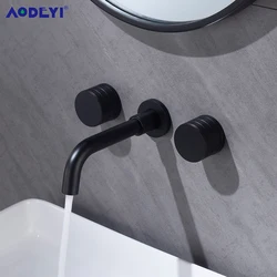 Schwarz Bad Wasserhahn Messing Doppel Hebel Wand Montiert Waschbecken Armaturen Heiß Kalt Wasser Poliert Wasserhähne Becken Mixer Gebürstet Gold Tap set