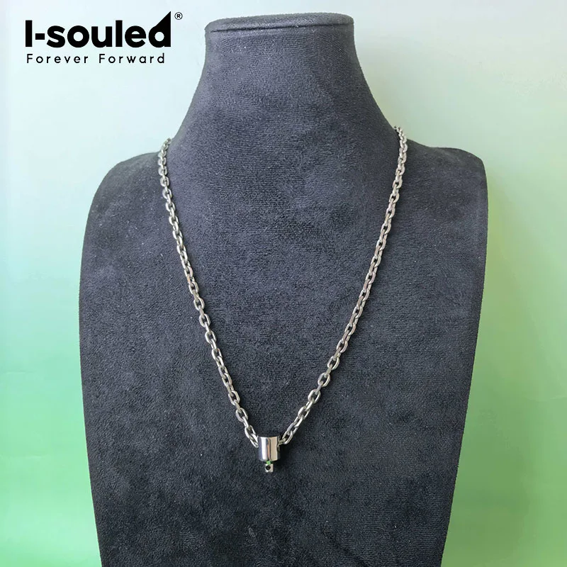 Pure titanium 5.2mm batch angle O-chain with pearl buckle and pendant, trendy and fashionable