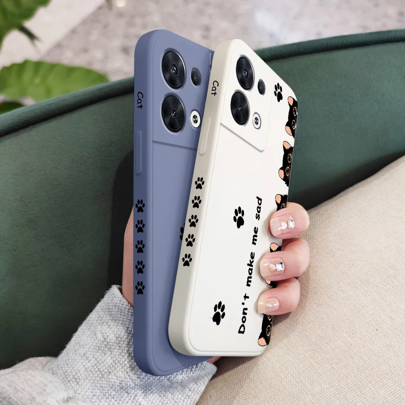 Crying Cat Phone Case For OPPO Reno 12 11 12F 11F 10 8 8T 8Z 7 7Z 6 5 Pro 4G 5G Pro Plus Liquid Silicone Cover