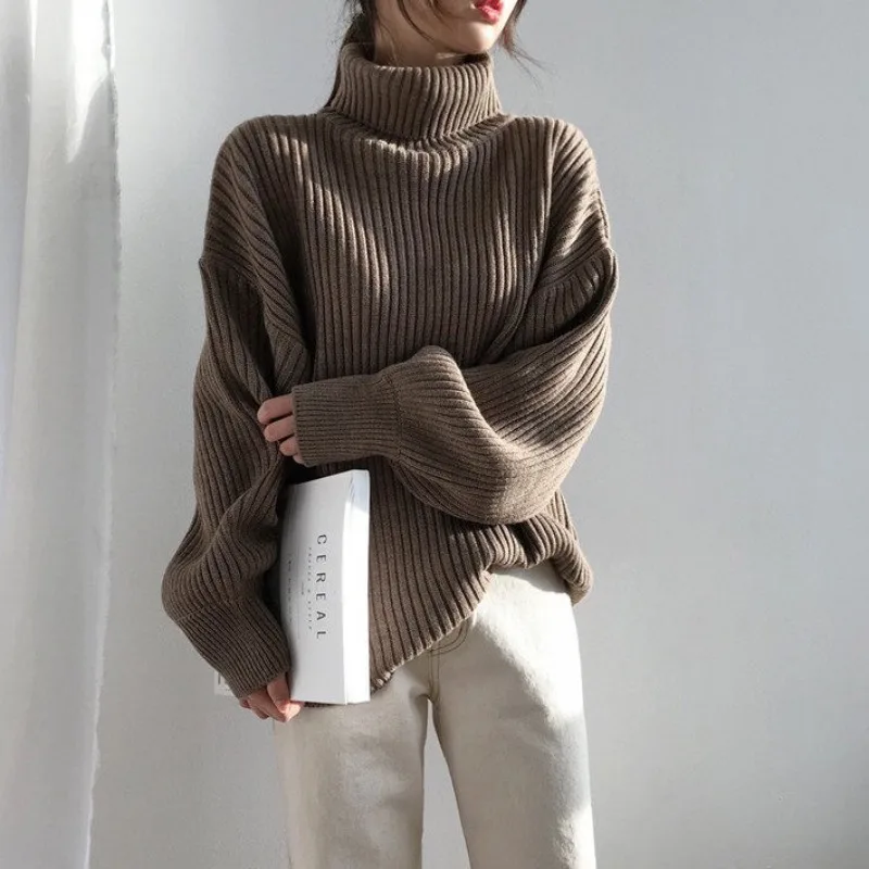 Autumn Winter Long Sleeve Turtleneck Pullover Sweater Women Knitted Shirts Fashion Female Knitwear Casual Sweaters Knit Tops