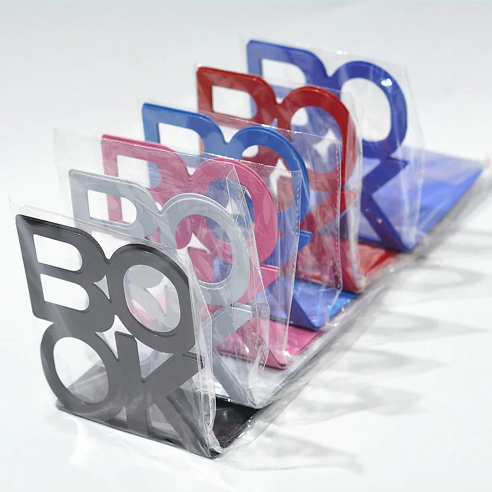 4Pcs Metal Bookends Sleek Book Stand for Organizing Books Magazines Documents on Desk Edge Smooth Design Book Ends for Workspace