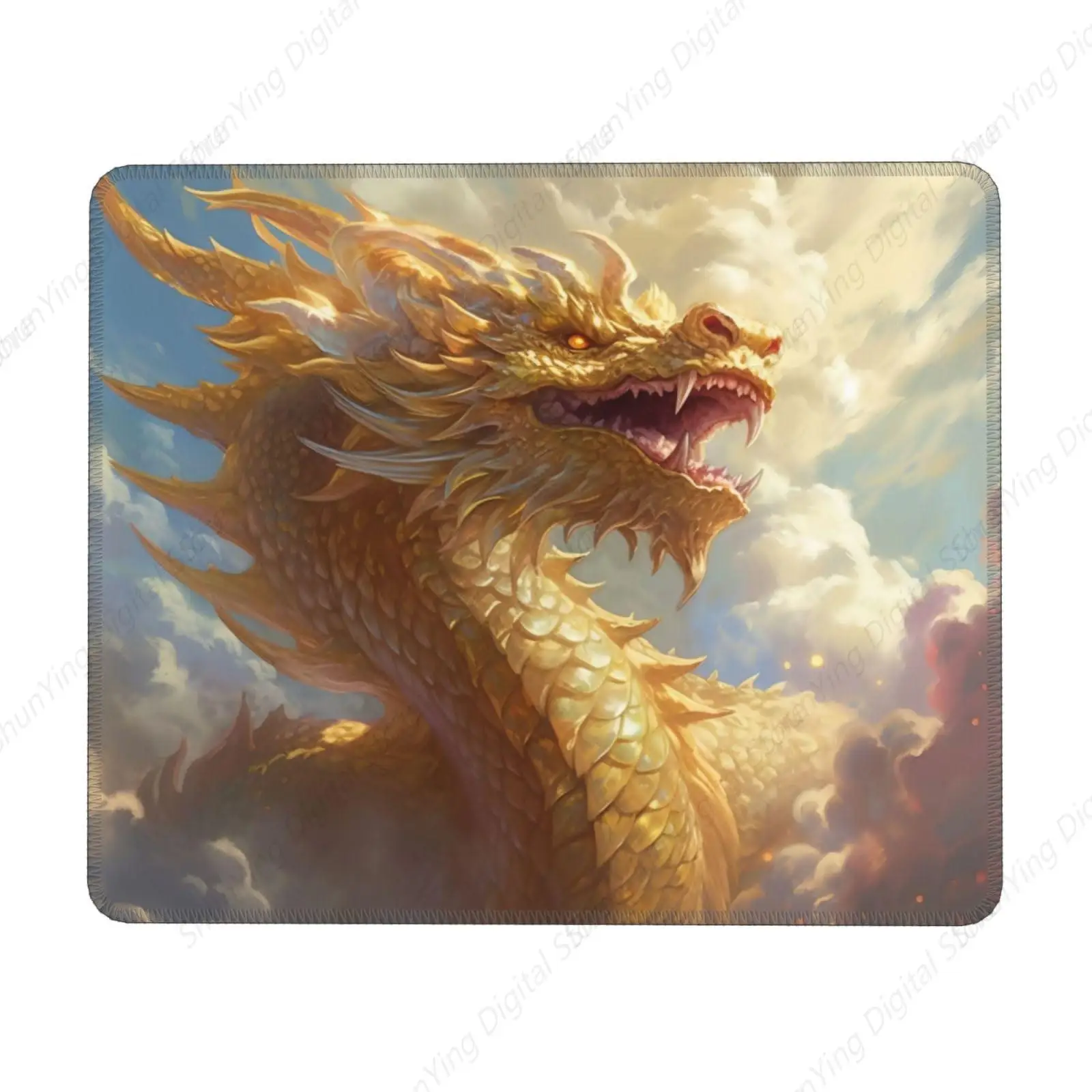 Golden Sky Dragon Lock Edge Mouse Pad Anti Slip Rubber Suitable For Office Mouse Pads For Men's And Women's Laptops 18*22cm