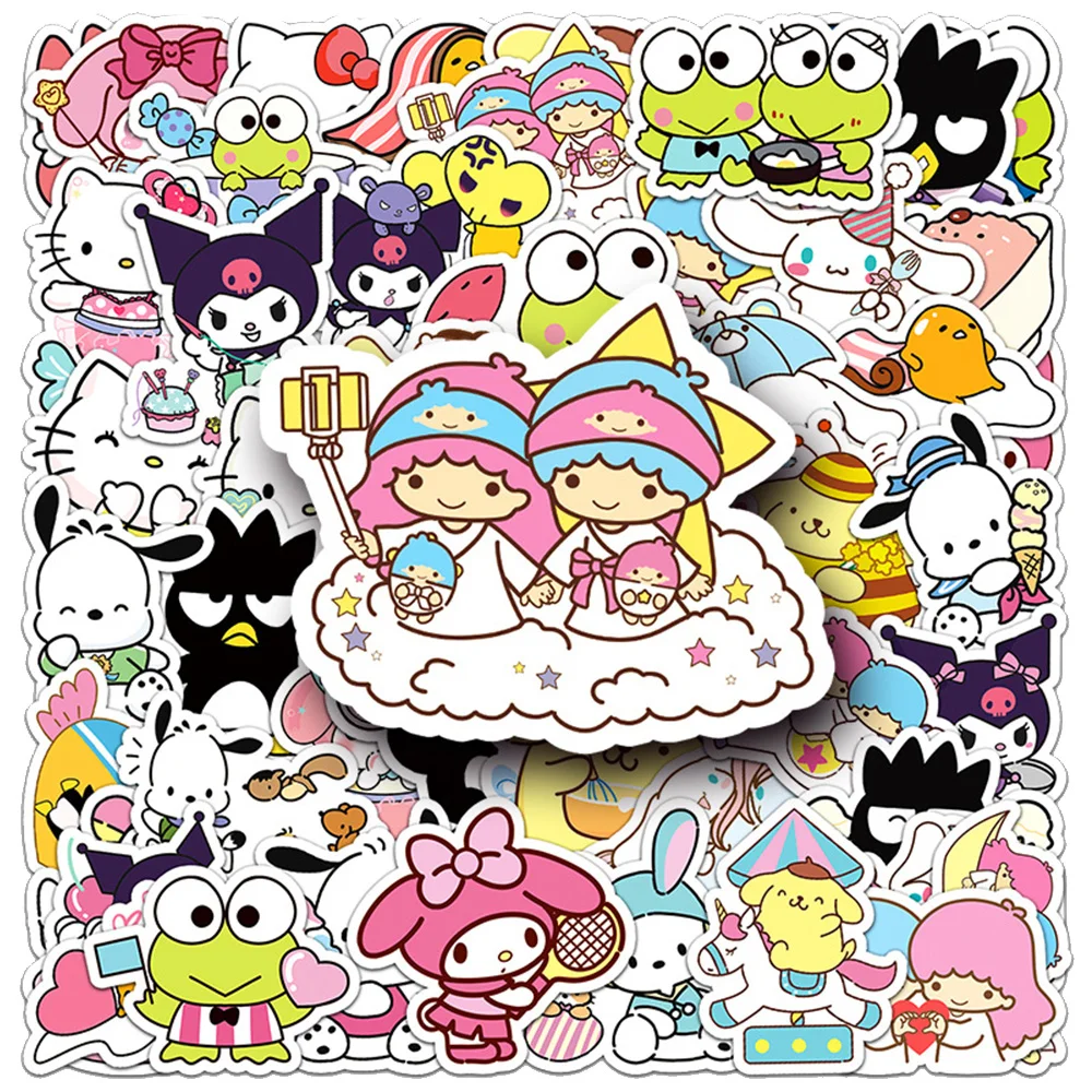 

10/30/50pcs Cute Sanrio Cartoon Strickers Aesthetic Anime Kuromi Melody Decals Notebook Phone Helmet Kawaii Sticker Fun for Gift