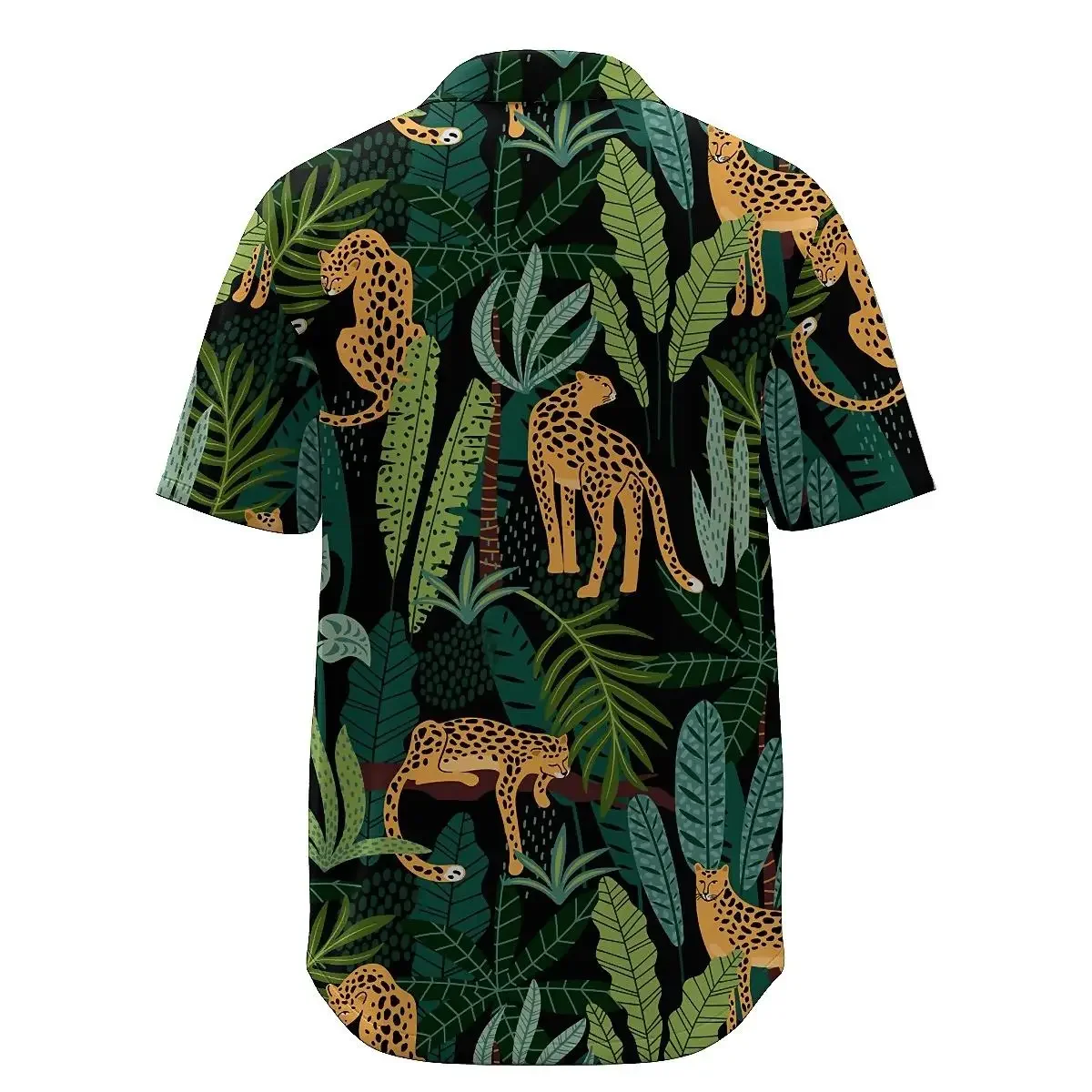 Jumeast Leopard Pattern Short Sleeve Hawaiian Shirt Forest Scenery 3D Print Polyester Aloha Shirts Tropical Casual Men Clothing