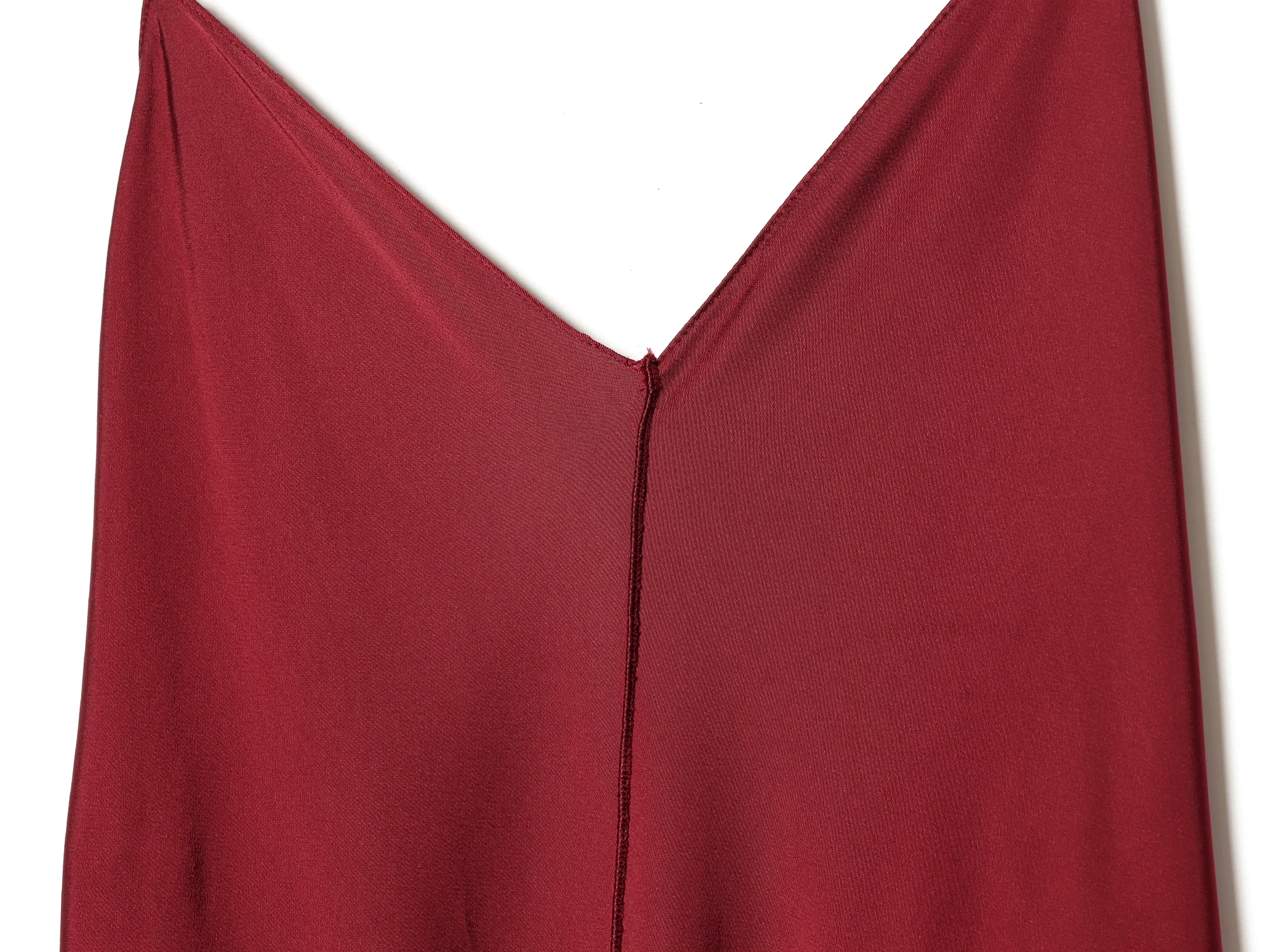 ETJ women's spring new elegant sexy halter skirt droop feel red V-neck slit A-word version of thin shoulder belt halter skirt