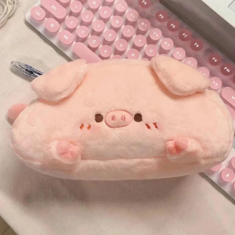 ตุ๊กตาสัตว์น่ารักดินสอกระเป๋า Creative Kawaii หมูสีชมพูเครื่องเขียนกระเป๋าสําหรับเด็ก Great ของขวัญดินสอกรณี