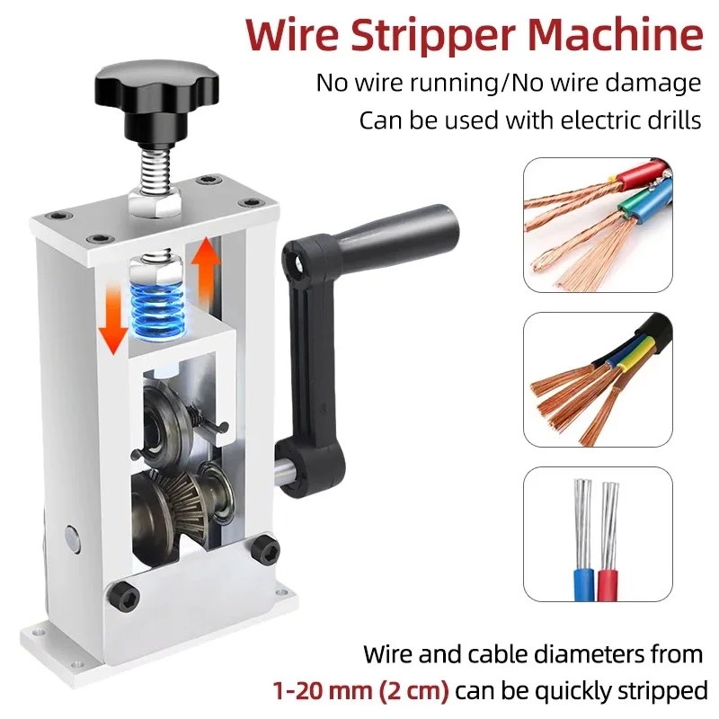 Wire Stripping Machine Upgraded Spring Design Copper Wire Stripper 1-21mm Manual/Electric Wire Stripping Scrap Cable Recycling