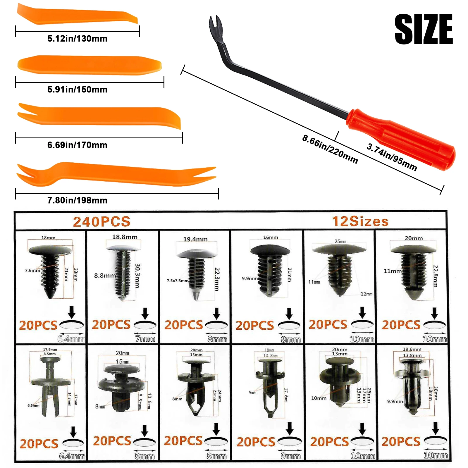 245 PCS Boxed buckle mixing suitable for Ford, Honda, Toyota, universal buckle Liner Bumper through hole expansion clip