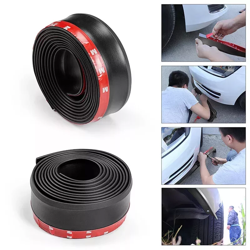 Separador de labio de parachoques delantero Universal para coche, Protector de falda de goma, tira de labio para parachoques, molduras exteriores de labio lateral de coche