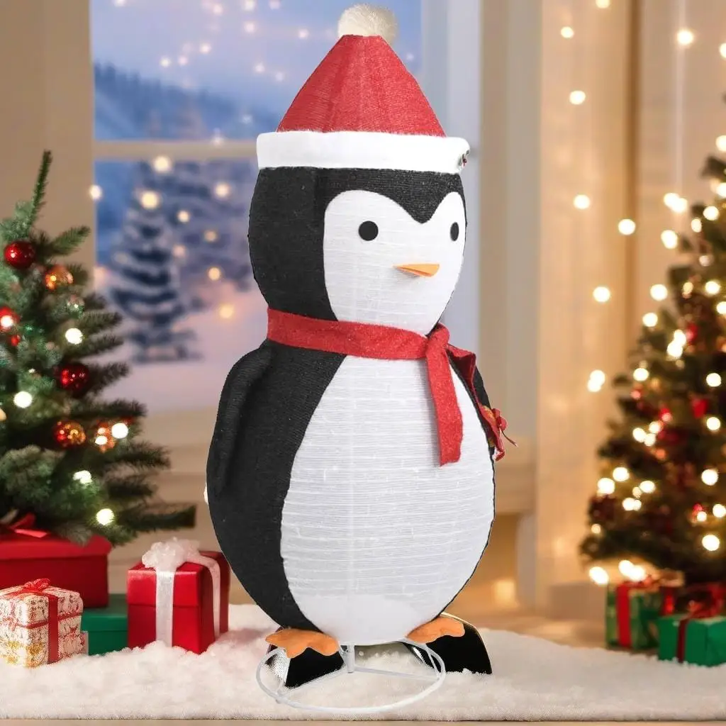 

6ft Christmas Penguin Figure - Luxurious Fabric Snow Decor for Holiday Season