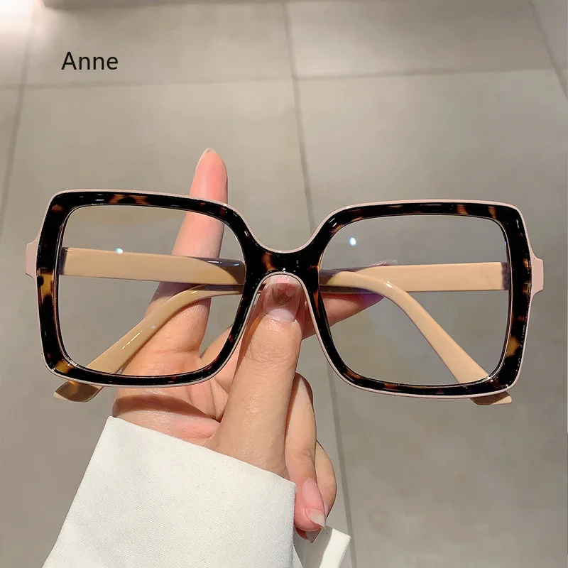 Large Square Frame Clear Lens Glasses Color Block Fashion Decorative Glasses Computer Spectacles For Women Men 안경테 gafas hombre