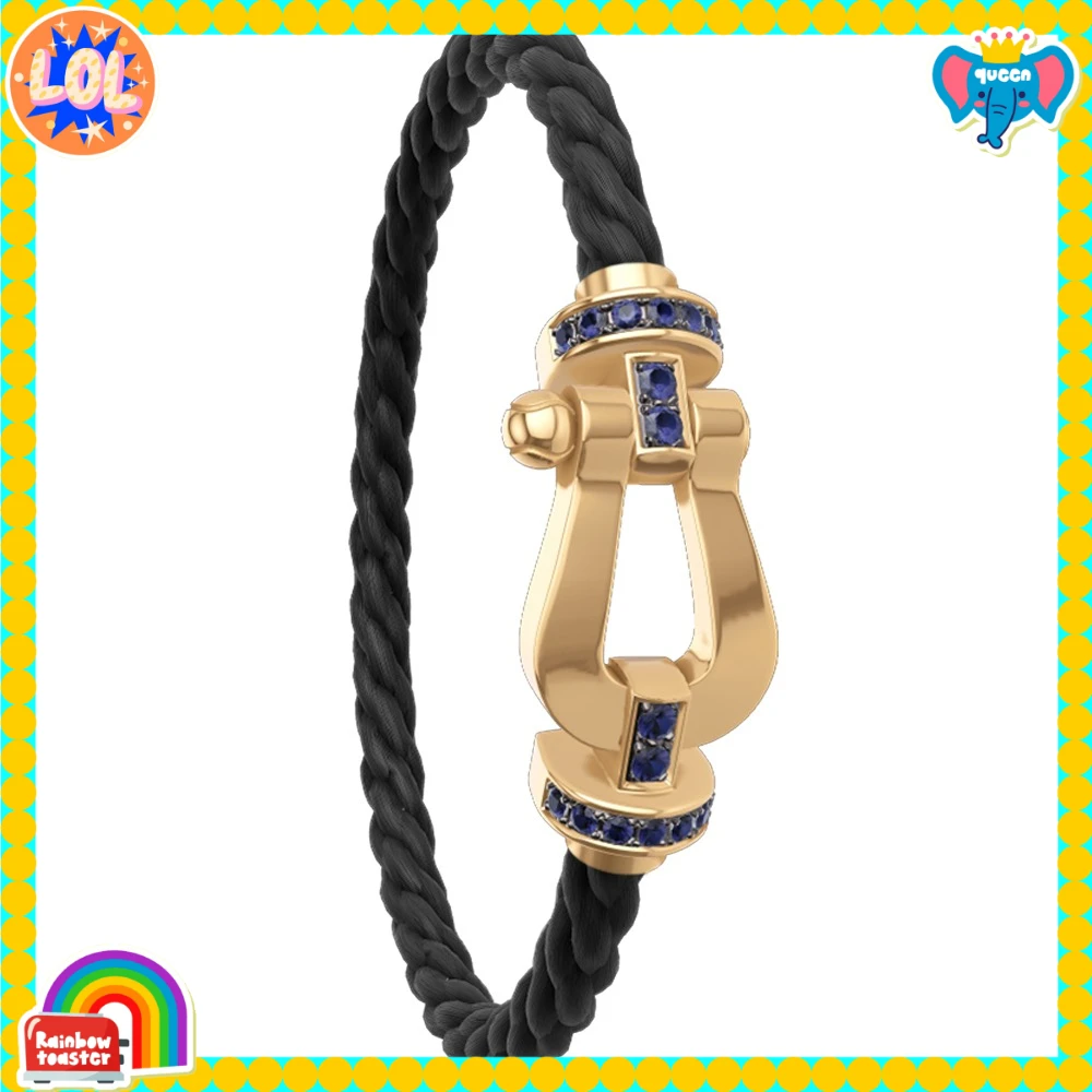 

LISV New 925 Silver Colorful Black red green blue Nylon L Zircon Bracelet Female Daily Wear Party Gifts Luxurious Couple Jewelr