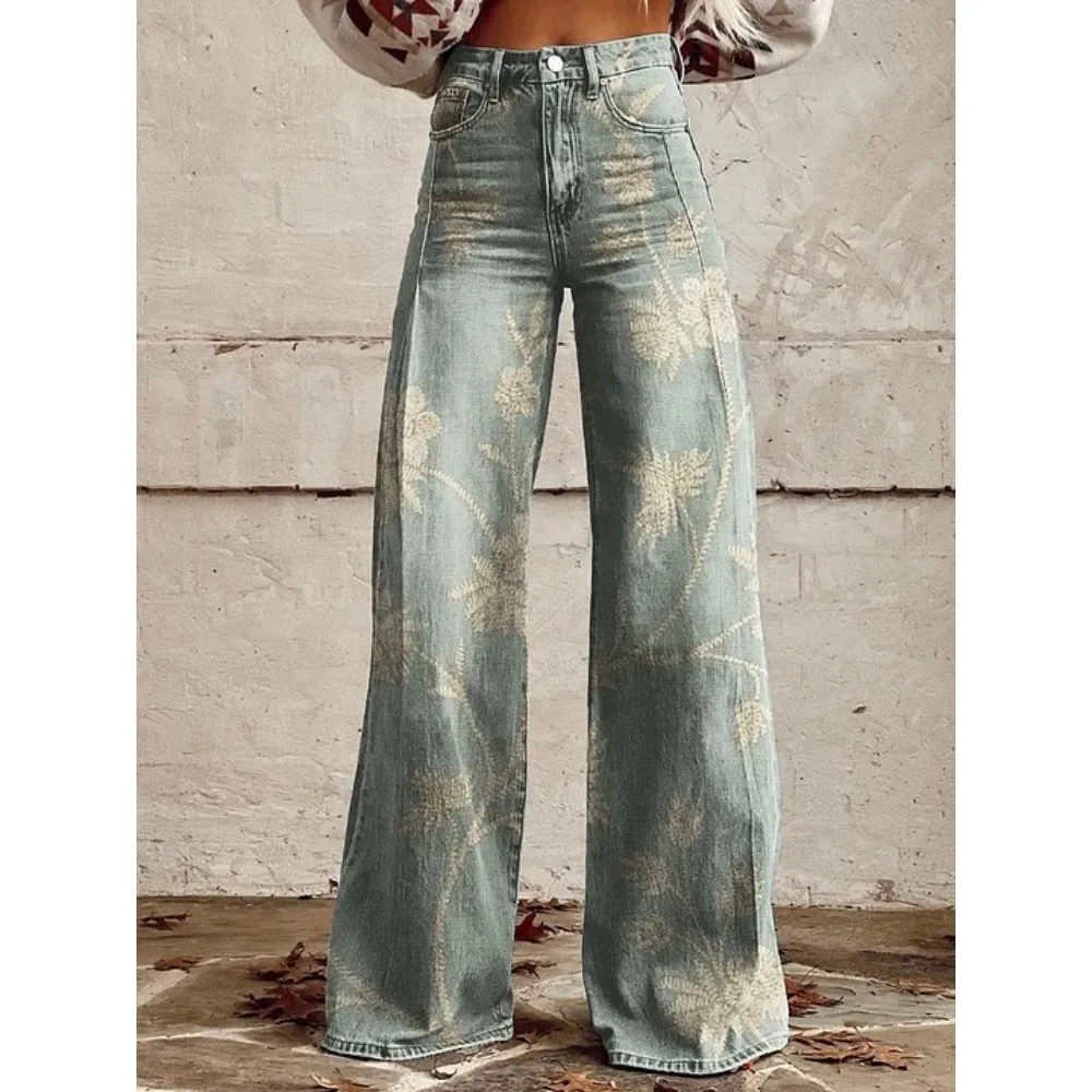 Damen Leopardenmuster Weite Hose mit Hoher Taille Baggy Y2K Vintage Streetwear Hose Locker Sitzende Lässige Tierdruck-Hose – Detail 12