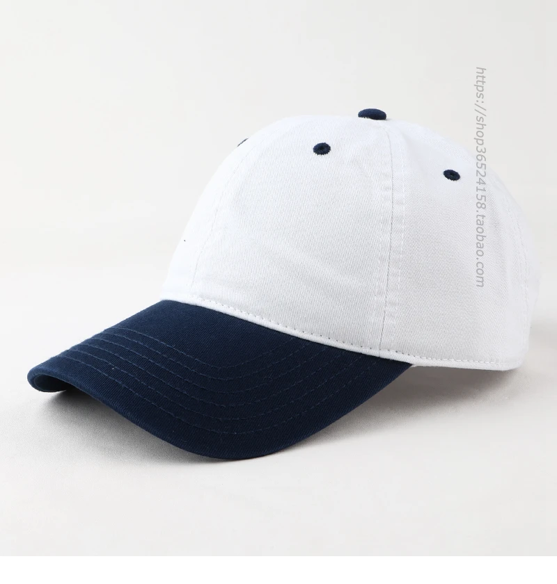 Color Contrast Patchwork Pure Cotton Washed Baseball Cap Couple All-Matching Peaked Cap