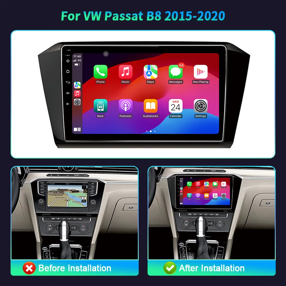 For VW Passat B8 2015-2020 Multimedia Auto Radio 4G GPS Navigation Bluetooth Wireless Carplay Car Radio Multimedia Touch Screen