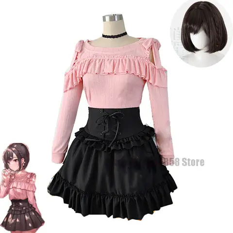 Game Project Sekai Colorful Stage! Shinonome Ena Cosplay Costume Wig  Women Cute Party Pink Suit Top Skirts Halloween Uniforms