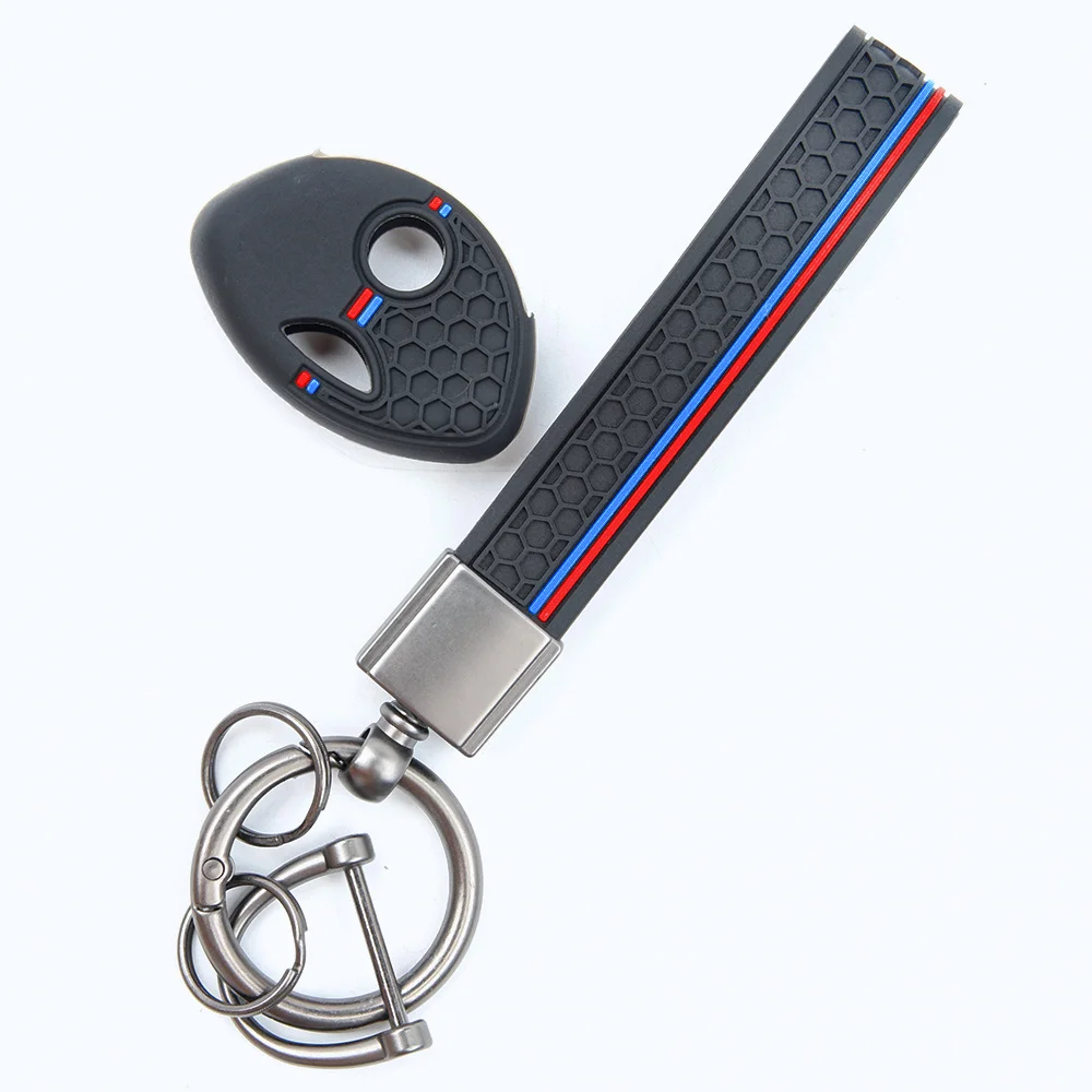 For BMW K1200R R1200RT K1300R S1000RR F650GS F800GS F800ST Protective Silicone Remote Key Case Carabiner Strap
