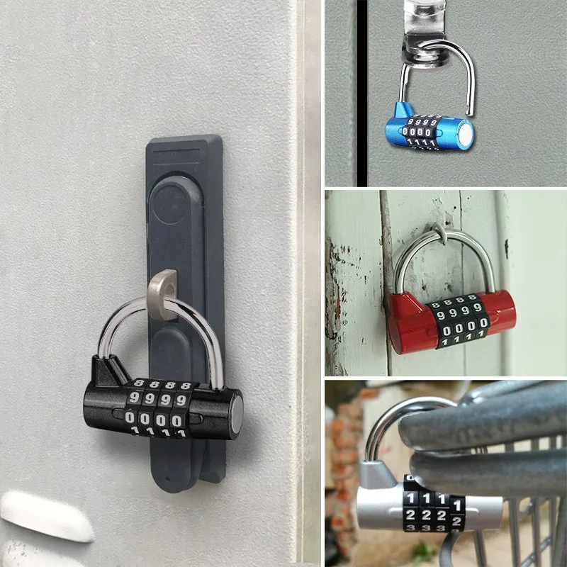 4-Digit Mini Combination Padlock, Small Zinc Alloy Code Lock for Luggage/School/Shed,Black Color Security Lock