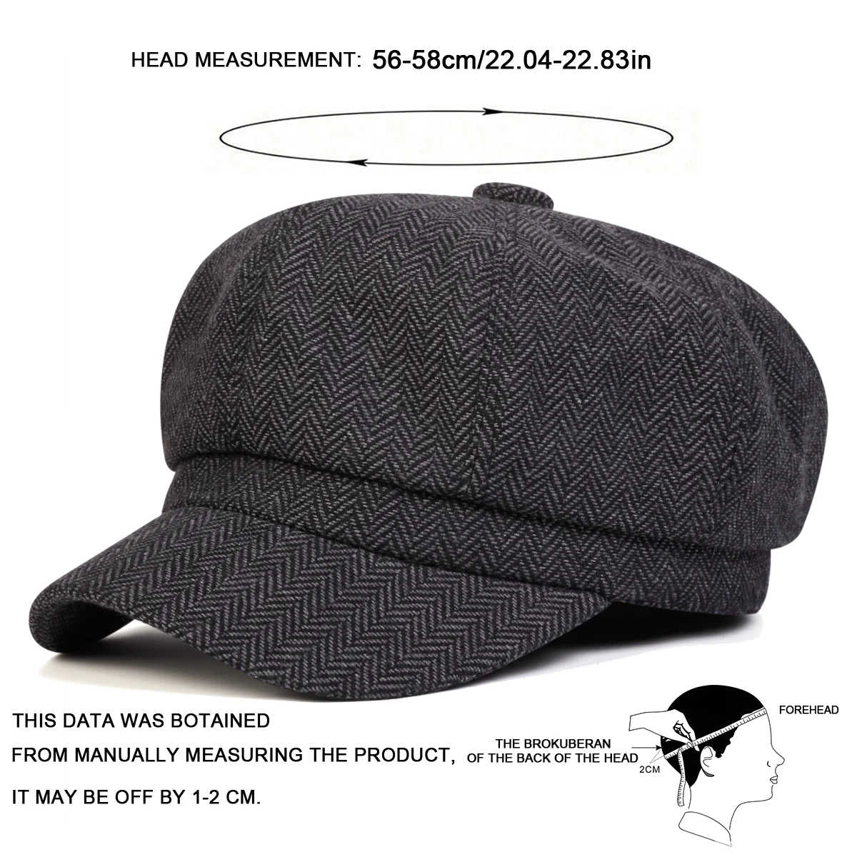 Unisex Herringbone Personality Newsboy Hat Spring Autumn Retro Beret Hats Wild Casual Hats Octagonal Cap ﻿