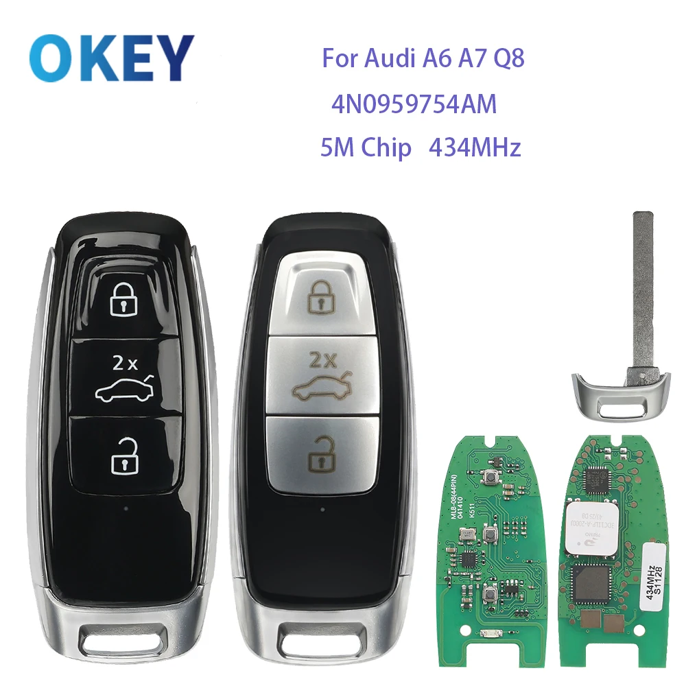 Okey KEYDIY MLB Smart Car Key IYZ-AK2 4N0959754AM/CL 5M CHIP 434MHz For AUDI A5 A6 A7 Q8 2019+ Blade HU162T