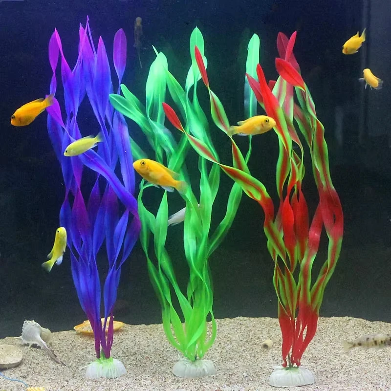 1PCS Aquarium Simulated Plant Artificial Plastic Fish Tank Landscaping Decor Fake Grass Simulated Water Grass Flowers Seaweed