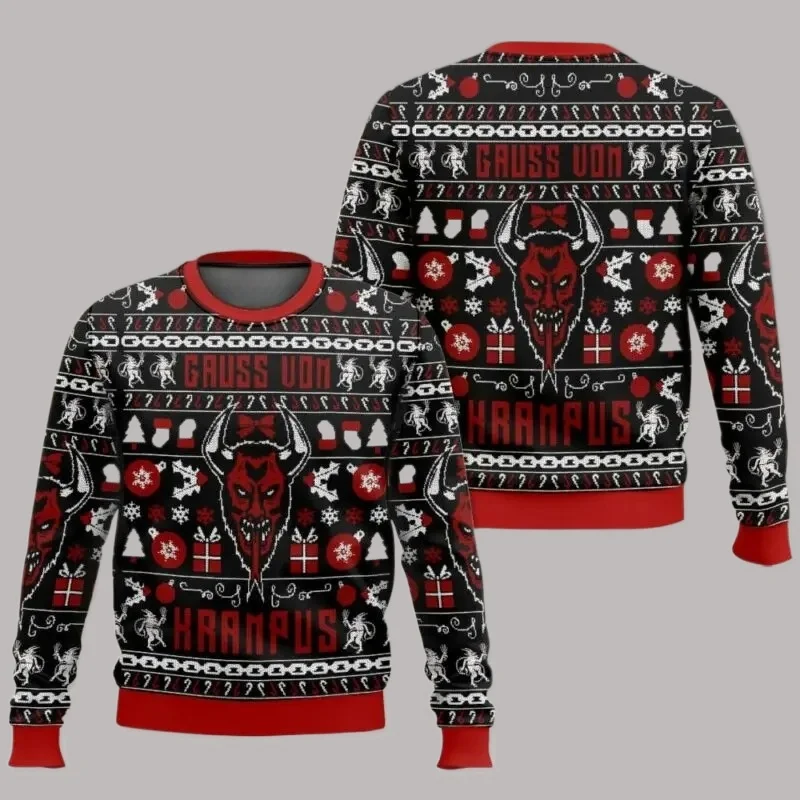 عيد ميلاد سعيد Krampus شقي قبيح سترة عيد الميلاد مضحك عطلة حفلة البلوز حجم كبير سترة للرجال النساء هدية عيد الميلاد 2026 #3