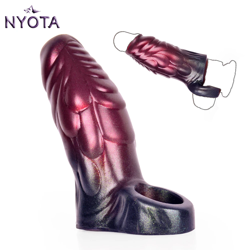 

NYOTA Penis Enlargerment Scales Dildo Cover Adult Toy For Men Silicone Condoms Penis Sleeve Cock Ring Delay Ejaculation Sex Toys