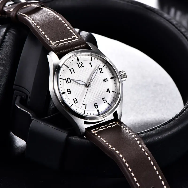 Corgeut 40mm Coffee Dial Mens Watch NH35 Automatic Movement PVD 316L SS Polished Luminous Waterproof Mechanical Watch Men