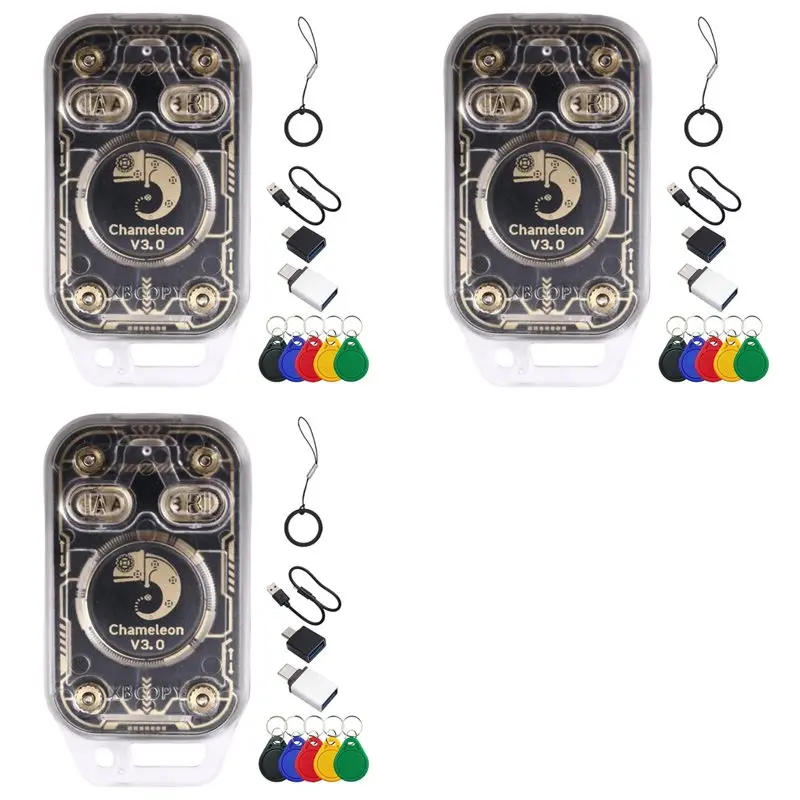 

Daily 3X Chameleon V3.0 RFID Smart Chip Reader+15Xuid Keychain Smart Card Emulator 125K 13.56M ID IC Tag Copyer Writer