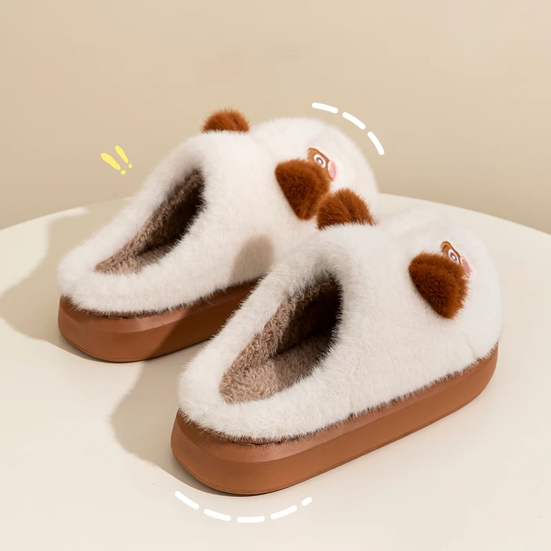 Cute Cartoon Panda Slippers Women 2024 Winter Warm Plush House Slippers Woman Comfortable Soft Sole Non Slip Indoor Home Slides