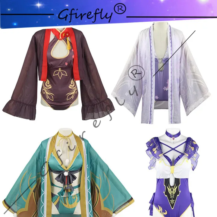 

Genshin Impact Cosplay Swimsuit Hu Tao Sheena Lisa Raiden Shogun Sexy Swimwear Character Play Costume Performance