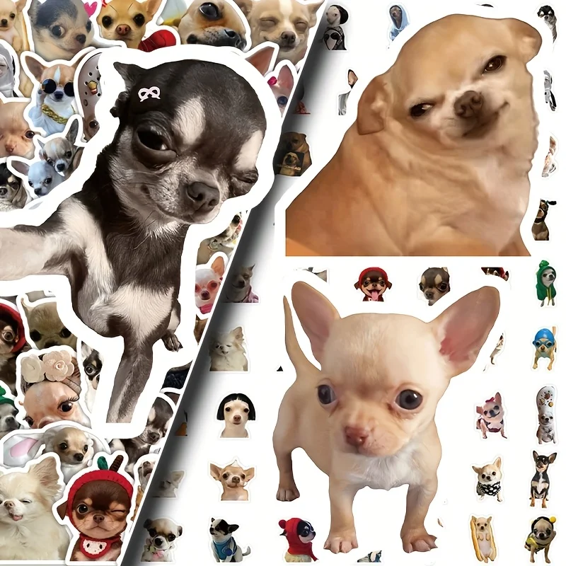 80 Realistic Chihuahua Dog Stickers, Abstract Cute Animal Decoration, Handbook Storage Box, Waterproof Stickers