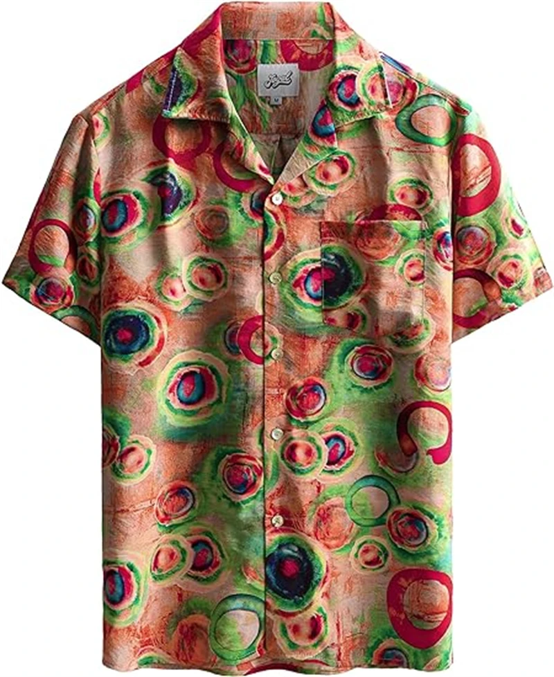 Chemise à manches courtes à motif vintage imprimé 3D pour hommes, t-shirt à revers boutonné, vêtements unisexes, chemisier de haute qualité, mode estivale