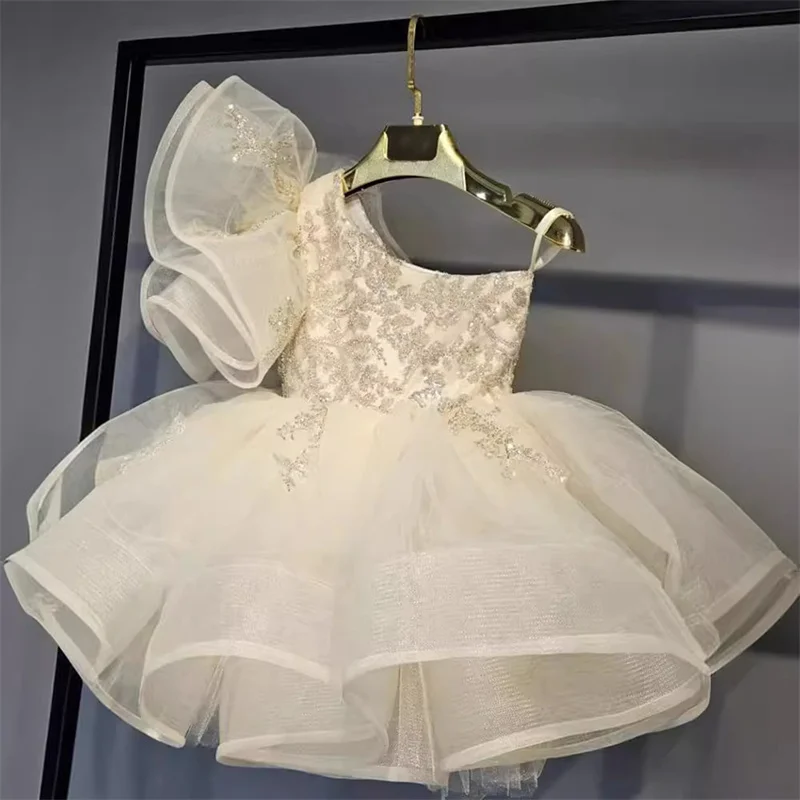 Kids Baby Princess Lace Beading Tulle Flower Girl Dresses First Communion Dresses Birthday Christmas Gift Wedding Party Birthday