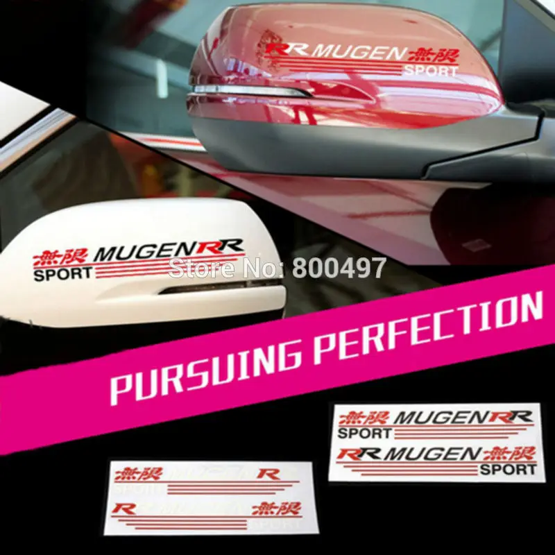 2 x New Car Styling Creative Decorative Car Rear View Mirror Reflective Stickers Car Creative Decals For Mugen Sport