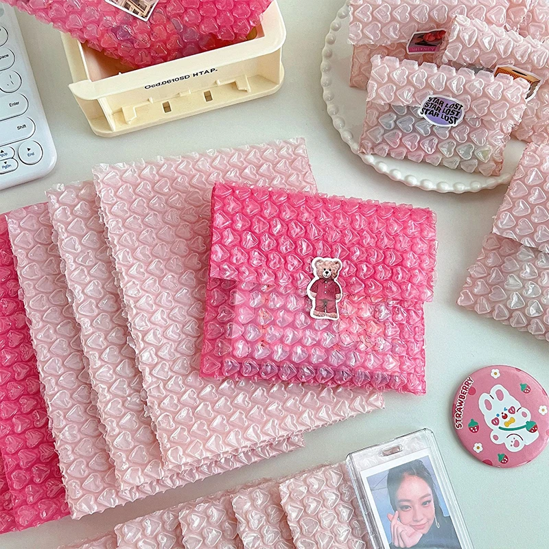 10PCS Pink Heart Bubble Wrap Bags Package Sending Pouch Sweet Stationery Storage Bag Parcel Packaging Envelope Shipping Supplies