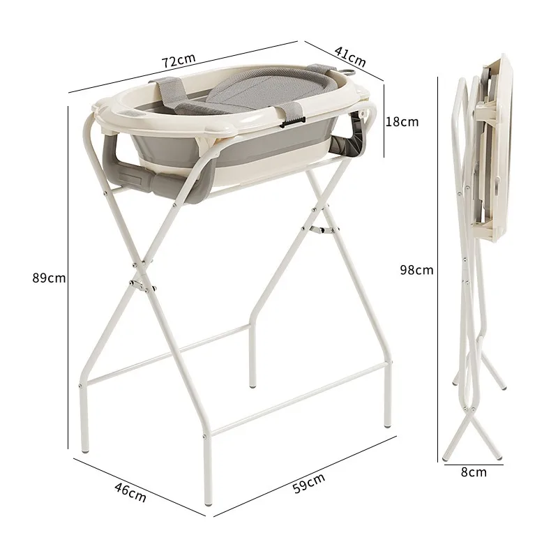 All-in-One Foldable Baby Bath Set - Bath Station + Collapsible Basin/Bucket + Hangers, BPA-Free PP, Space-Saving Portable