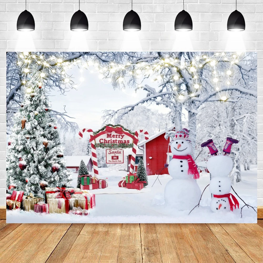 Winter Ice Castle Photography Backdrop Xmas Tree Forest Snow Landscape Wonderland Baby Portrait Background Photo Studio Props