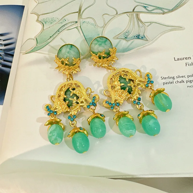 Vintage Drop Long Earrings Tassels Dangle Earrings Gift for Women Wedding Party Jewelry Accessory image 3