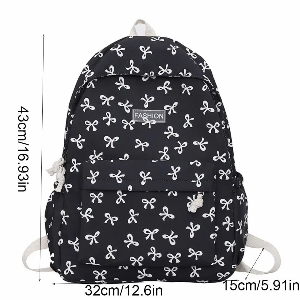 Zaino con fiocco in nylon Borsa da scuola per studenti leggera di grande capacità Tracolla regolabile Borsa a tracolla per adolescenti in stile giapponese