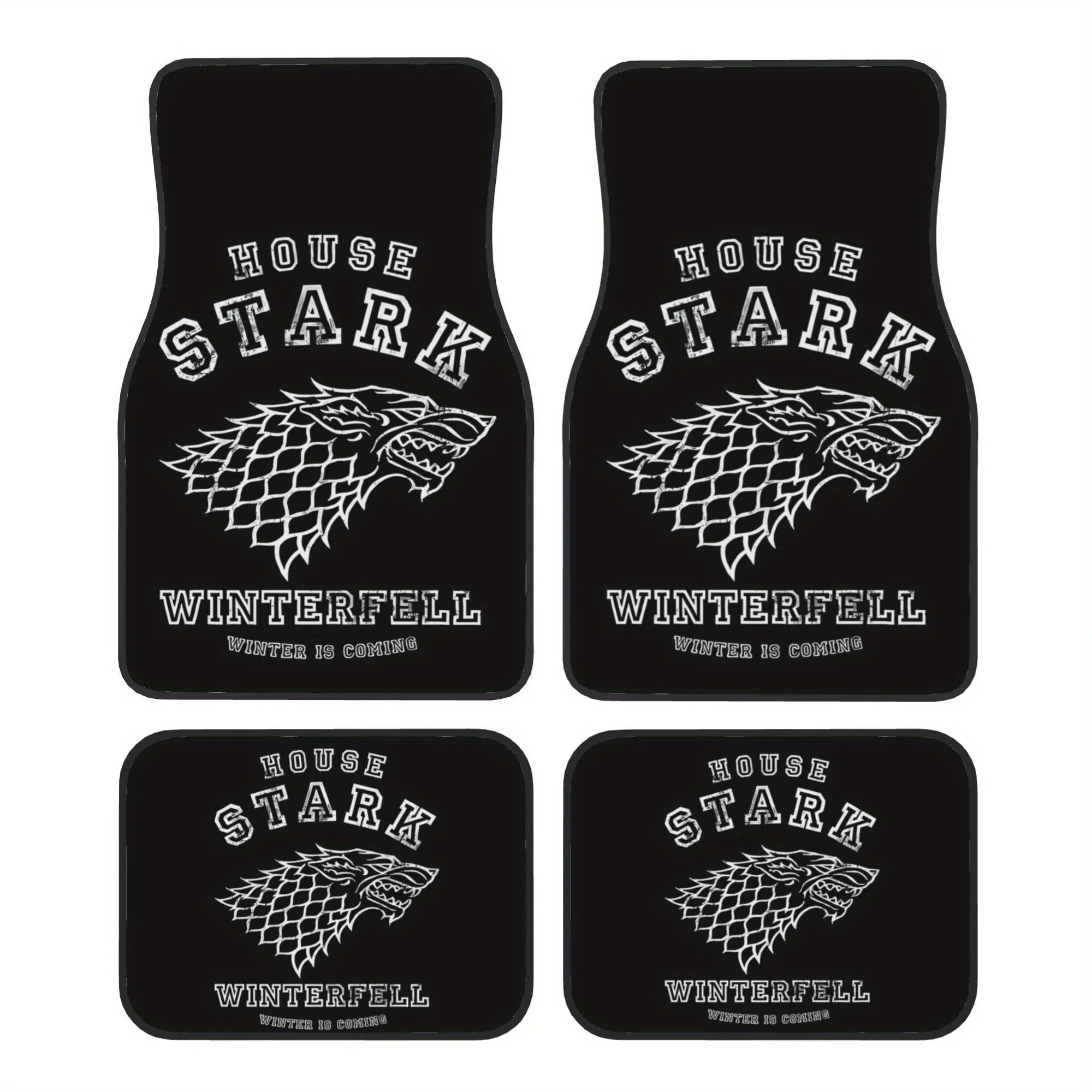 Game Of Thrones House Stark Winter Is Coming Car Floor Mats - Universal Fit Car, Truck And SUVs, Polyester Material, 4pcs Luxuri