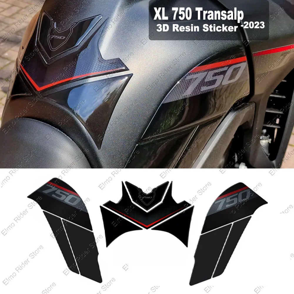 For Honda Transalp XL 750 2023 Motorcycle Fuel Tank Pad Sticker Waterproof Scratch-Resistant 3D Resin Protective Sticker Kit