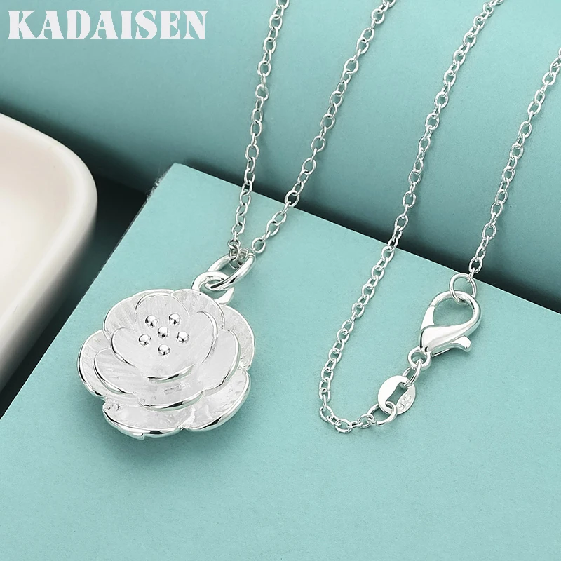 

Ожерелье с подвеской в виде розы из стерлингового серебра 925 пробы, цепочка-змейка 16/18/20/22/24/26/28/30 дюймов для женщин, свадебные и помолвочные украшения