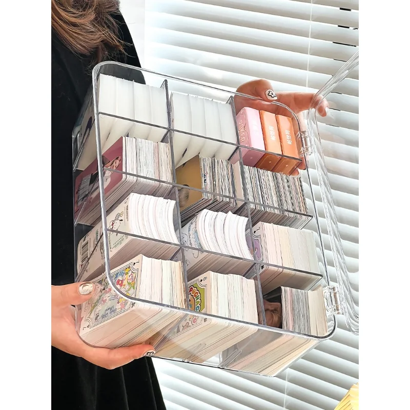 Clear Plastic Box Storage Kpop Idol PhotoCards Box Container Case Binder Collection Organizer with Cover Board Game Cards TCG