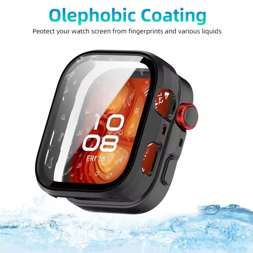 PC Case+Silicone Strap for Huawei Watch Fit 3/4 Anti-fall Glass Screen Protector Colorful Buckle Huawei Watch Fit 4/4 Pro Bumper