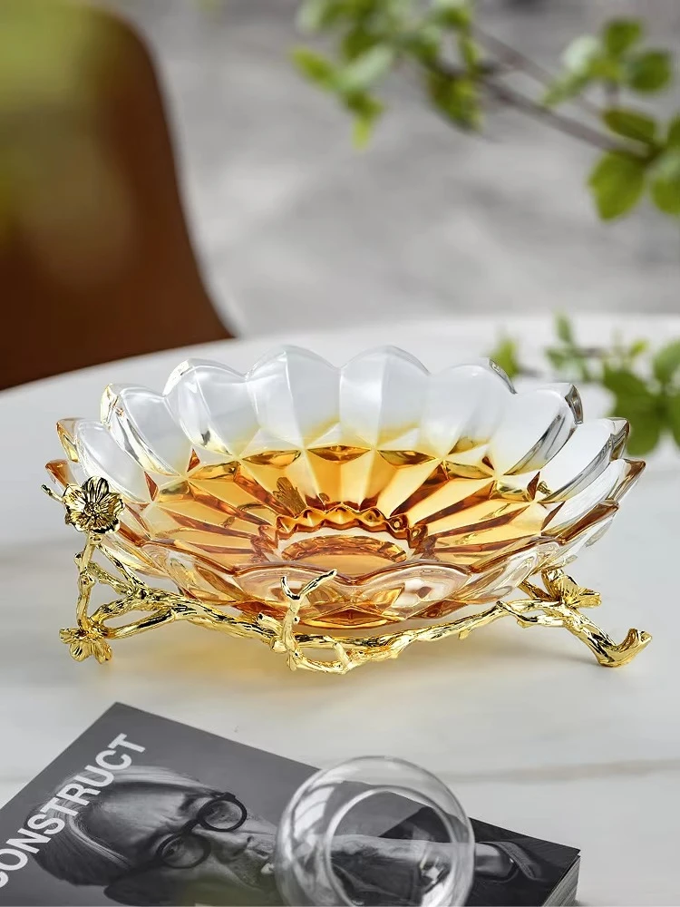 glass fruit plate model room restaurant decorative plate high-end fruit basket ornament