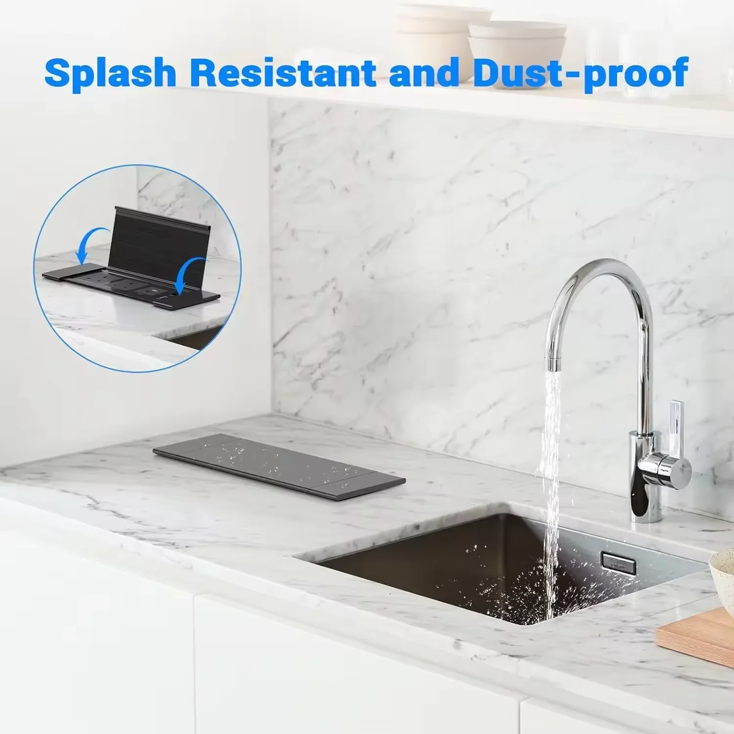 Stopkontak Listrik Inggris Tersembunyi dengan Penutup Lipat, Tempat Kabel di Meja dengan Port Pengisian Daya USB-C PD 18W untuk Rumah Kantor Pabrik