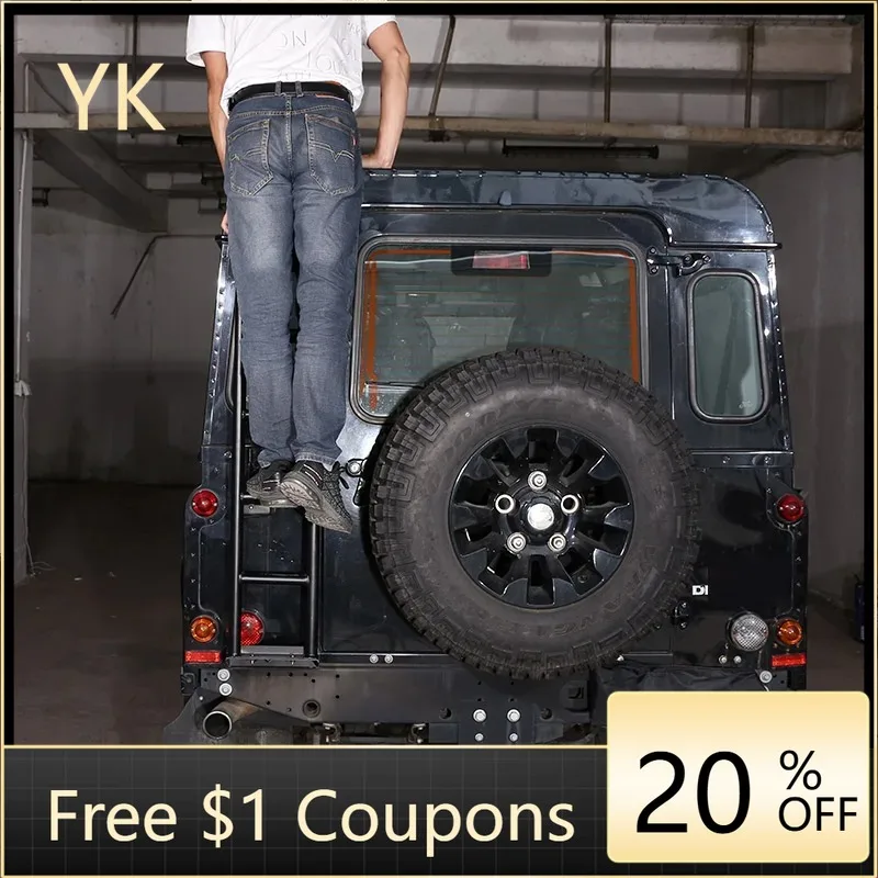 

For Land Rover Defender 90 110 130 2004-2018 Aluminum Alloy Black Car Rear Tailgate Ladder Roof Climbing Ladder Car Accessories